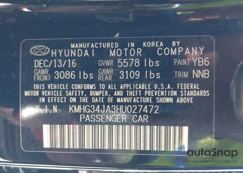 2017 Genesis G90 3.3T Premium из США, поврежденный, VIN KMHG34JA3HU027472